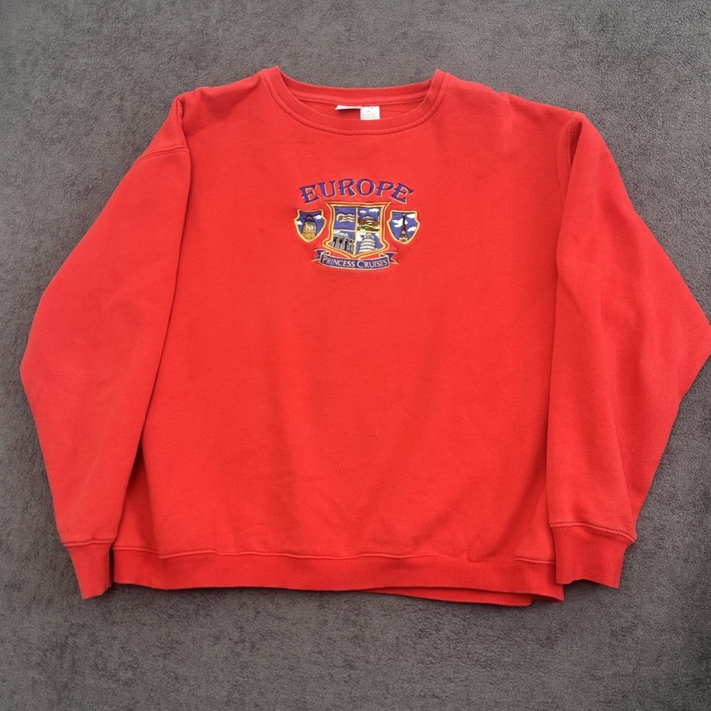 00S sweatshirt EUROPE princess cruises pullover red size 2XL logo embroidered